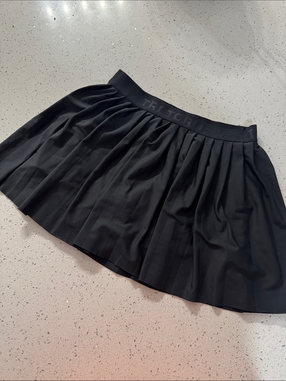 Black Pleated Mini Skort with Elastic Waistband